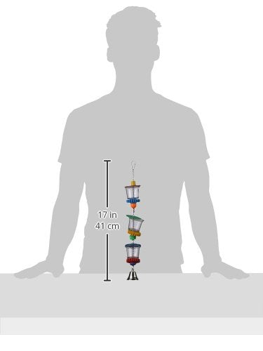 Super Bird Creations SB632 Foraging Bottom?s Up Bird Toy with Clear Acrylic Cups, Medium /Large Bird Size, 18? x 2.5?