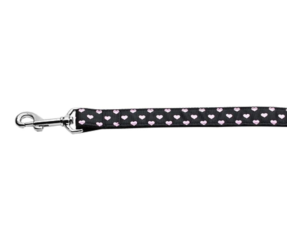 Pet Dog and Cat Nylon Collar or Leash, "Pink & Black Dotty Hearts" 3/8" w x 6 ft. leash