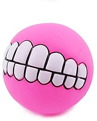 ChumsPet Funny Silicone Dog Ball Teeth Chew Toy | Squeaky Sound Interactive Rubber Ball Toys for Dogs for Teething, Training, Fe