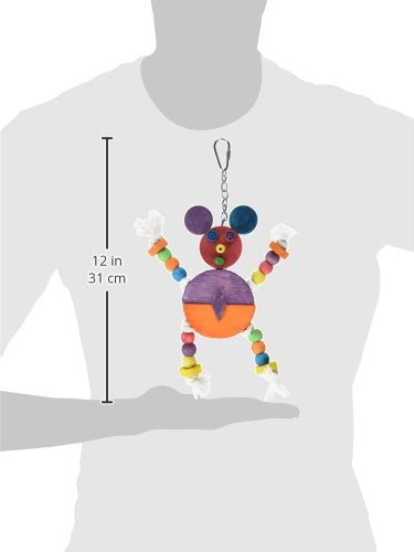 A&E CAGE COMPANY HB46352 Happy Beaks Crazy Wooden Mouse Assorted Bird Toy, 9 by 11.8&quot;