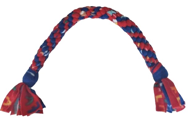 Dog Puppy Tug Pull Toy Rope Play Durable Interactive Entertaining Heavy Duty Fleece Square Braid by KNOTS SO FAST (Red)