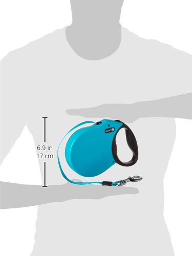 Alcott Expedition Retractable Reflective Belt Leash, 24' Long, Large For Dogs Up To 110 Lbs, Blue With Black Soft Grip Handle,La