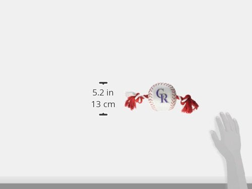 Mlb Colorado Rockies Baseball Rope Toy For Dogs & Cats. Tough Nylon, Sporty Baseball Design, Heavy-Duty Ropes With Inner Squeake