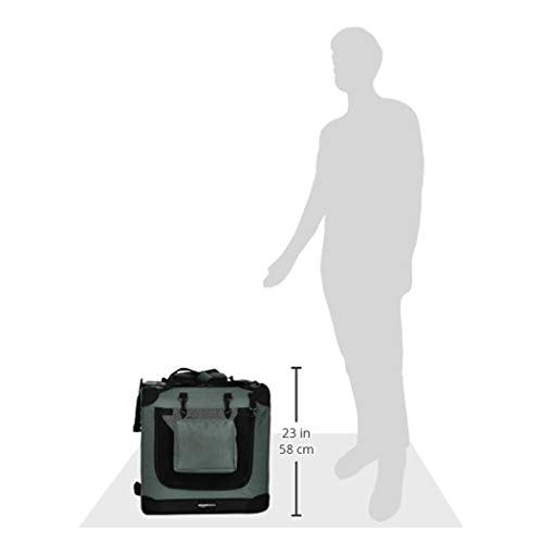 Amazon Basics Folding Portable Soft Pet Dog Crate Carrier Kennel, 30 X 21 X 21 Inches, Grey