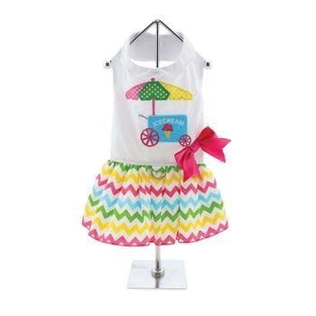 Doggie Design Ice Cream Cart Dress W/Matching Leash (Medium)