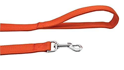 Strong Nylon Dog Leash With 2-Layer, 4 Ft/ 6 Ft/ 7Ft Long, 1 Inch Wide For Medium Large Dogs (Orange, 1'' X 2 Ft)