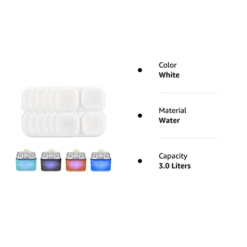 Wonder Creature Cat Fountain Filter Replacement For Crystal Cat Water Fountain, 3L Pet Water Fountain Filters Pack (6)