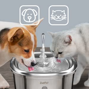 ZeePet Stainless Steel Cat Water Fountain Filter Replacements - 120oz/3.5L (Pump x4, Carbon Resin x8)