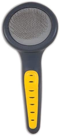 JW Pet Gripsoft Dog Soft Pin Slicker Brush with Non-Slip Rubber Grip (Angled Stainless Steel Tines) Small