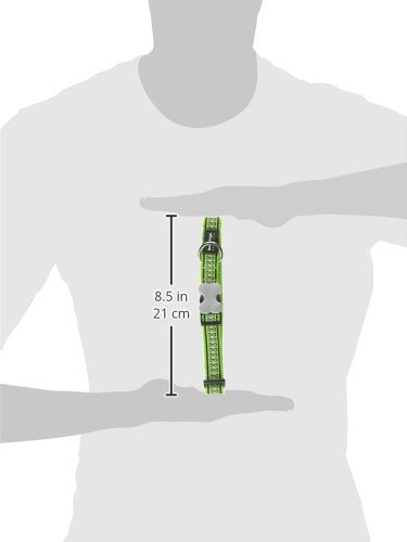 Red Dingo Reflective Lime Green Dog Collar, Medium/Large/20mm