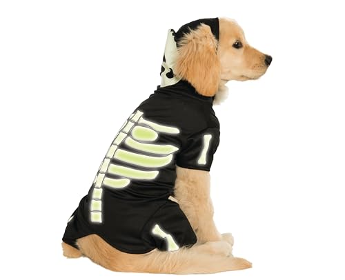 Rubie'S Glow In The Dark Skeleton Hoodie Pet Costume, Large