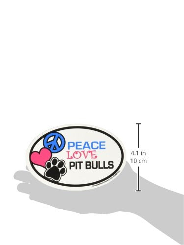 Imagine This Oval Peace Love Pitbull Car Magnet, 6-Inch By 4-Inch