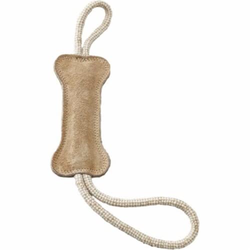 Ethical Pets 2 Pack Of Dura-Fused Leather Bone Dog Tug Toys, 18-Inch