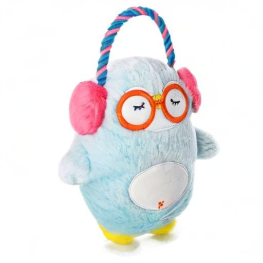 Hugsmart Pet ?Melody Bros | Squeaky Plush Rope Tug Dog Toy With Less Stuffing - Penguin