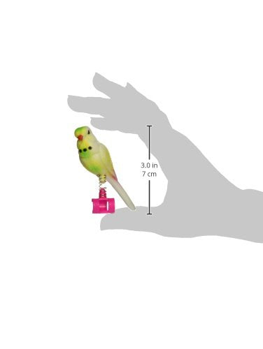 Penn-Plax Acrylic Bird Figure - Small Size on Spring, Easily Attaches to Cage, Model BA509, Varies Color