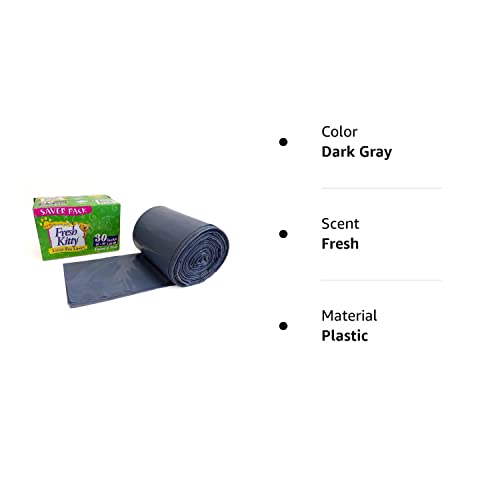 30 Count Fresh Kitty Litter Box Liners Super Thick, Durable, Easy Clean Up Jumbo Scented, Bags with Ties for Pet Cats