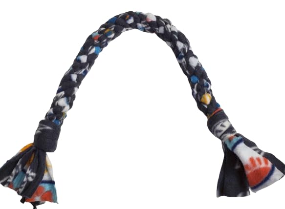 Dog Puppy Tug Pull Toy Rope Play Durable Interactive Entertaining Heavy Duty Fleece Square Braid (Grey)