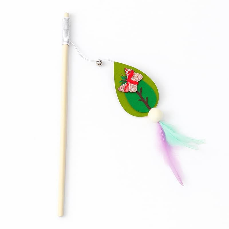 Bohobark Cat Feather Toys, Interactive Catteaser Wand With Bells And Feather, Cat Toys For Indoor Cats Kitten Interactive Traini