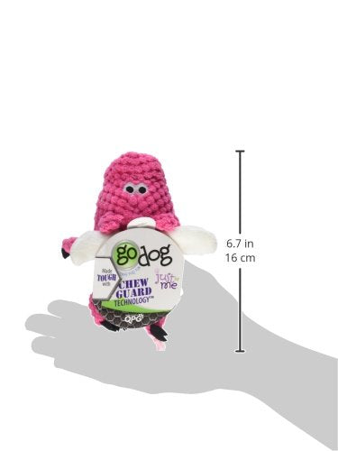 goDog Flying Pig Checkers Dog Toy, Tough Plush with Chew Guard Technology, Mini Size, Pink