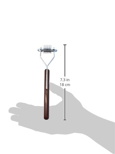 Mars Coat King Mini Dematting Undercoat Grooming Rake Stripper Tool And Detailing Body Work For Dogs And Cats, Stainless Steel With Wooden Handle, Made In Germany, 10-Blade Fine