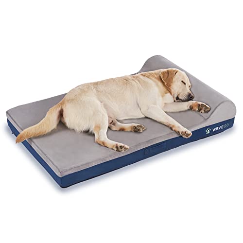 Wevego Dog Bed, Large Dog Bed With Pillow, Thicken Gel Memory Foam Flannel Fabric Dog Bed, Durable Waterproof Liner & Removable Washable Cover With Non-Slip Bottom, Sizes Jumbo