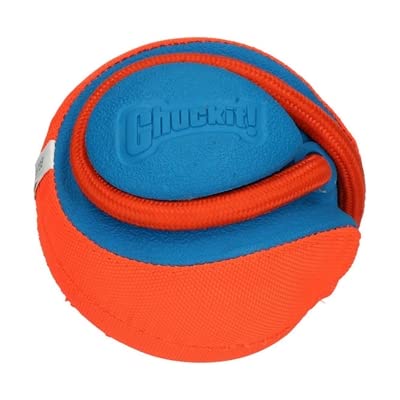 Chuckit! Rope Fetch Dog Toy - Ball On Rope Fetch And Tug-Of-War Toy For Dogs - Durable Eva Rubber Construction - 5.5-Inch Diameter - 18-Inch Rope - Orange And Blue
