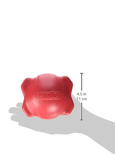 Caitec Corp (Caiab) Hero Signature Series Soft Rubber Bone Ball With Squeaker, Large, Red Dog Toy
