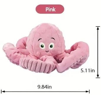 Wishstore Dog Squeaky Toys Octopus -Tough Plush For Large Medium & Small Dog Toys (Pink)
