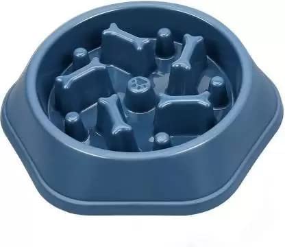 Woofy PetS Slow Feeding Bowl  Non Slip And No Choking Feeder Bowl With Bone Pattern Round Bowl (2.5 Ml)  Blue
