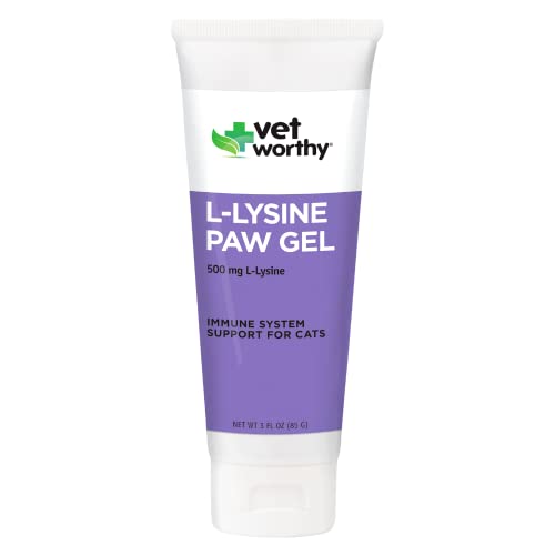 Vet Worthy Lysine Paw Gel Aid for Cats - Cat Paw Gel to Support The Immune System and Overall Health - Cat Supplement with Amino