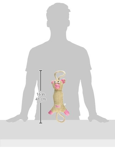 Pet Life 'Plush Pig' Eco-Friendly Natural Jute and Rope Squeak Chew Tugging Pet Dog Toy