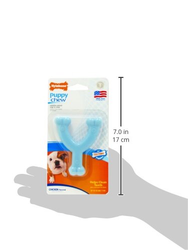 Nylabone Wishbone Puppy Chew Toy, Toys For Teething Puppies, Blue, Chicken Flavor, X-Small - Up To 15 Lbs, 1 Count