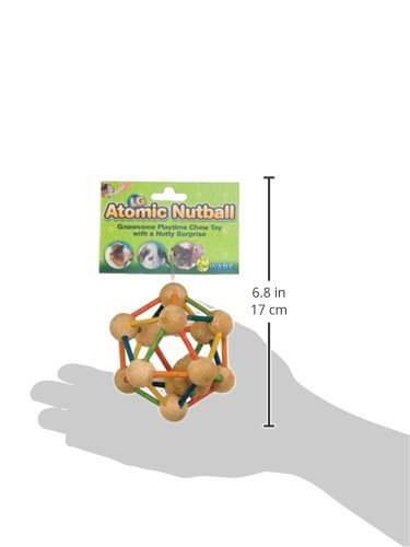 (3 Pack) Ware Manufacturing Wood Atomic Nut Ball Pet Toys for Small Pets - Large