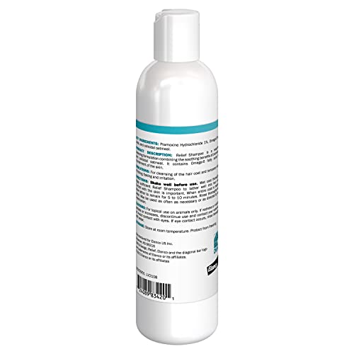 Elanco Relief Shampoo, temporary relief of itching and flaking, moisturizer for dry skin and coat, for dogs, cats and horses, 8