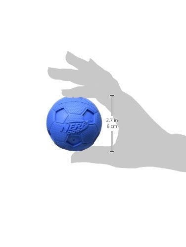 Nerf Dog Soccer Ball Dog Toy With Interactive Squeaker, Lightweight, Durable And Water Resistant, 2.5 Inches, For Medium/Large Breeds, Two Pack, Blue And Red
