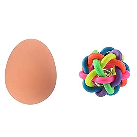 Pups&Pets Dog Bouncing Egg Chew Toy And Interactive Rainbow Bone Puppy Teething Toy For Dogs & Puppies (Multicolor)