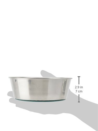 Hvywt Med Dish w/full rubber bottom 48oz Stainless Steel