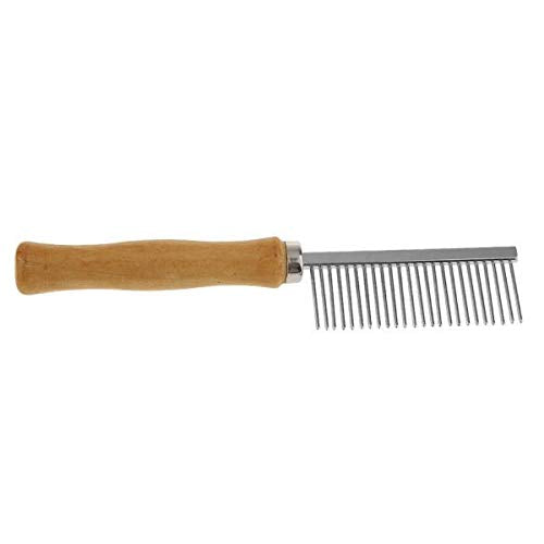 Zoomella 2X Pet Hair Flea Comb Stainless Steel Pin Dog Grooming Brush Wooden Grip Handle|Brushes, Combs & Rakes| Brushes, Combs 