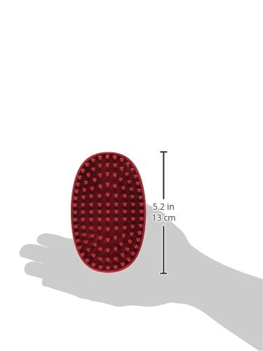 Le Salon Essentials Red Rubber Grooming Brush with Loop Handle - One Size, Perfect for Pets and Grooming Needs