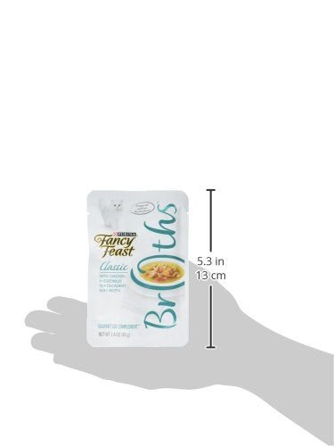Purina Fancy Feast Lickable Wet Cat Food Broth Topper, Classic With Chicken and Vegetables - (Pack of 16) 1.4 oz. Pouches