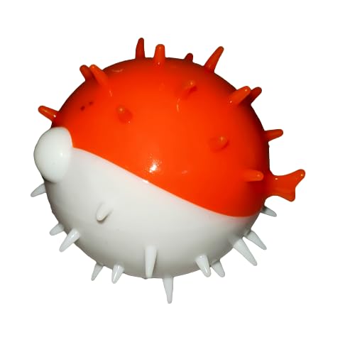 Woofy Pets Angry Puffer Fish Shape Ball | Squeaky Sound 3.5 Interactive Spike Toy | Teeth cleaing Toy for Puppies and Dogs