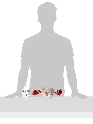 Mlb Texas Rangers Baseball Rope Toy For Dogs & Cats. Tough Nylon, Sporty Baseball Design, Heavy-Duty Ropes With Inner Squeaker