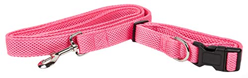 Pet Life Aero Mesh 2-In-1 Dual Sided Comfortable And Breathable Adjustable Mesh Dog Leash-Collar, Medium, Pink (Clsh14Pkmd)