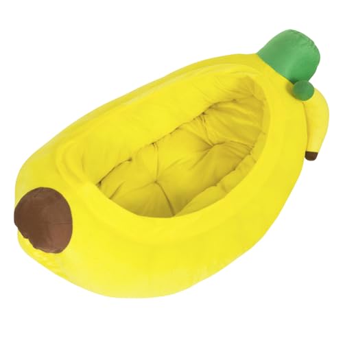 Yml Banana Pet Bed - Cute Funny Fruit Bed With Removable Cushion For Dogs, Indoor Cats, Rabbits, Small Animals - 38 Inch, Yellow
