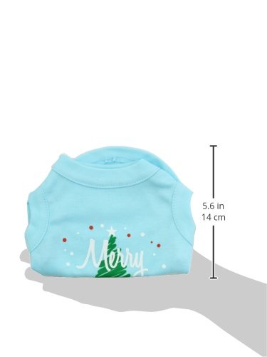 Mirage Pet Products 10-Inch Scribbled Merry Christmas Screenprint Shirts for Pets, Small, Aqua