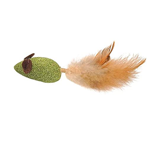 Rvpaws Natural Attractive Mint Fragrance Funny Playing Catnip Toy Rat Toy For Kitten&Cats (Feather Rat)