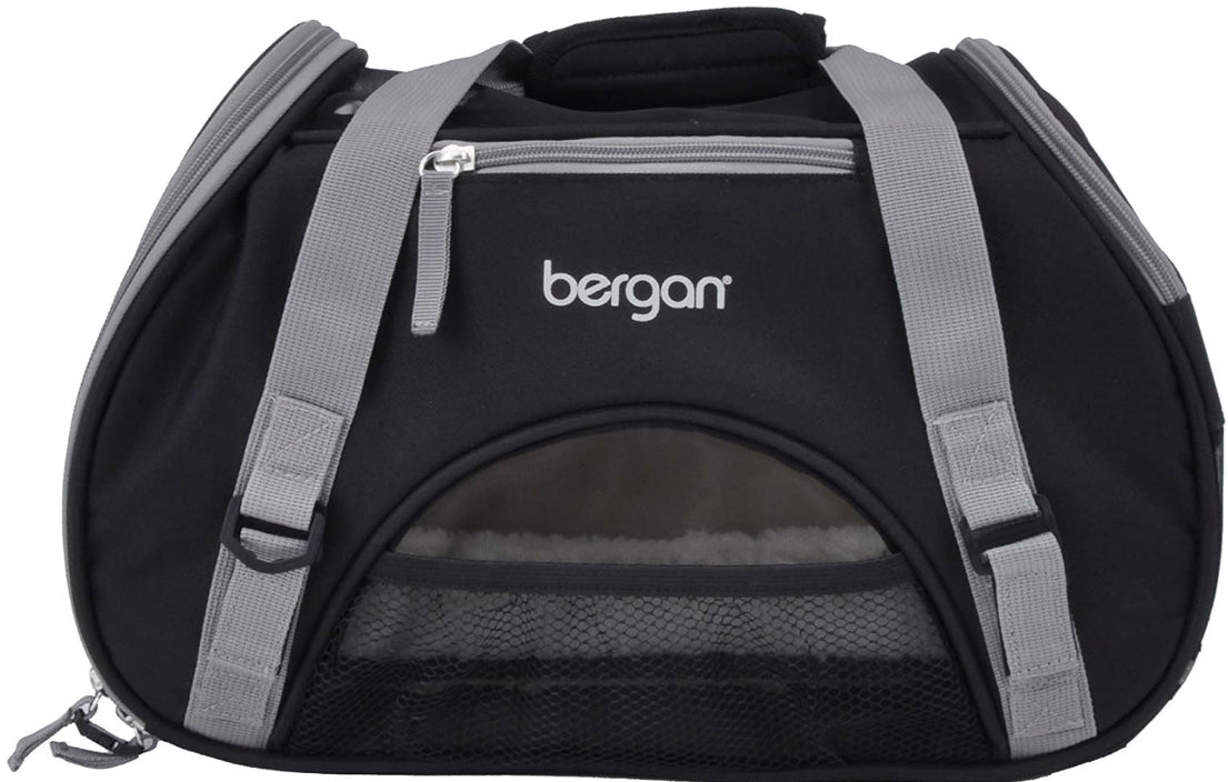 Coastal Pet Bergan Comfort Carrier - Safe And Comfortable For Dog & Cat Travel - Airline Friendly Soft And Breathable Carrier For Pet Owners - Black & Grey, 16' X 8' X 11'