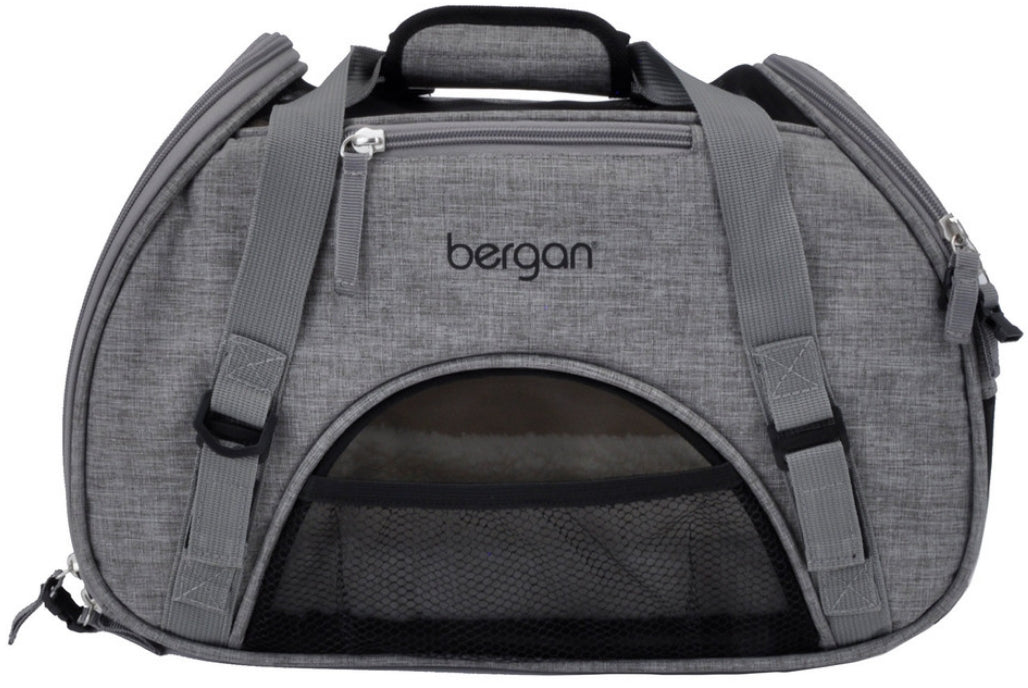 Coastal Pet Bergan Comfort Carrier - Safe, Comfortable Dog & Cat Travel Carrier - Airline Friendly Soft Pet Carrier - Breathable Carrier For Pet Owners - Heather Grey, 16' X 8' X 11'