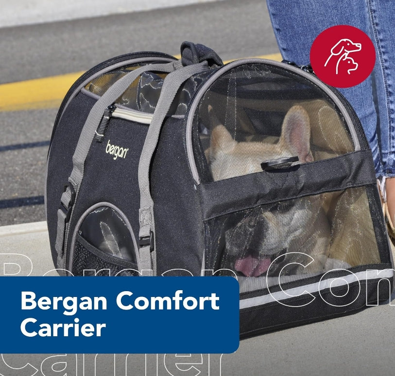 Coastal Pet Bergan Comfort Carrier - Safe, Comfortable Dog & Cat Travel Carrier - Airline Friendly Soft Pet Carrier - Breathable Carrier For Pet Owners - Heather Grey, 16' X 8' X 11'