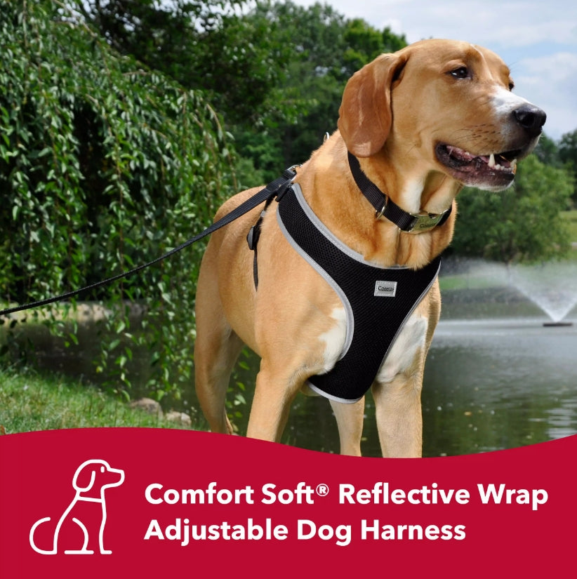 Coastal Pet Comfort Soft Reflective Wrap Adjustable Dog Harness - No-Pull Dog Harness For Small & Large Dogs - Blue Lagoon - 3/4' X 20'–29'